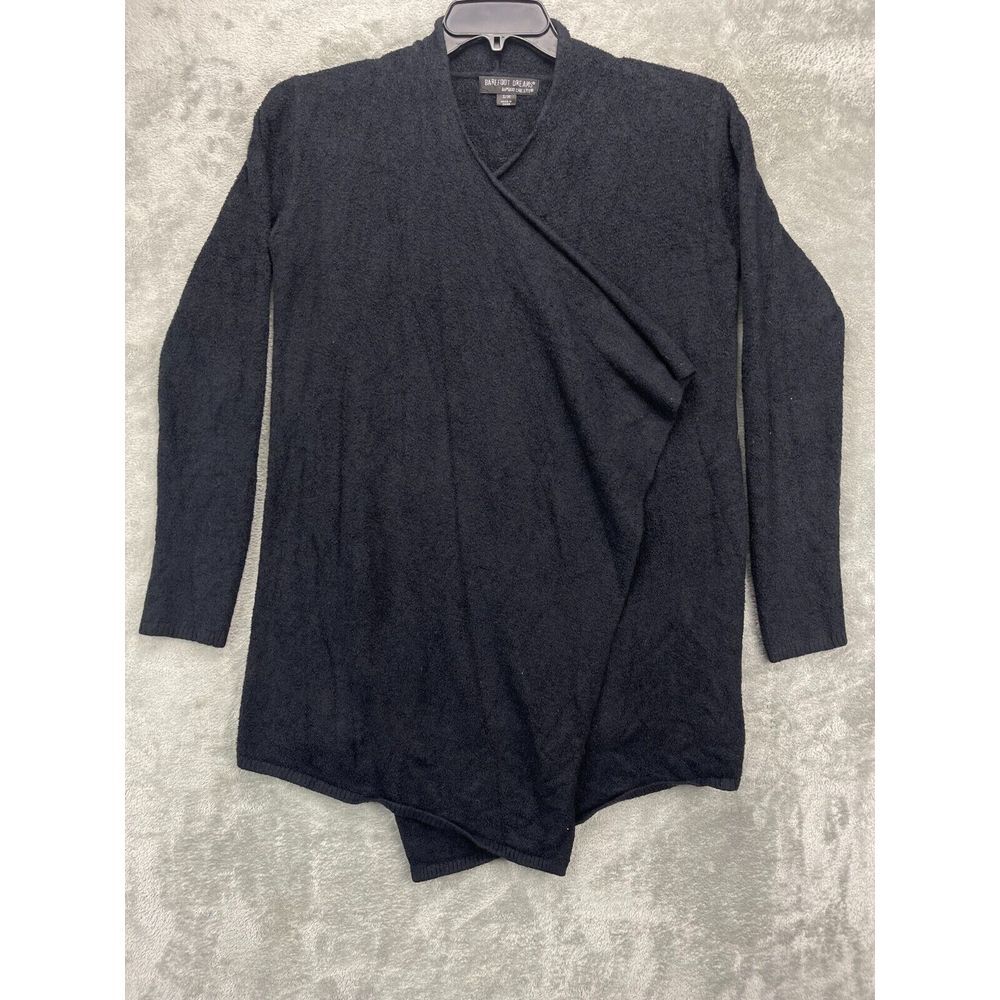 Barefoot Dreams Women's Bamboo Chic Lite Open Front Cascading Cardigan S/M Black